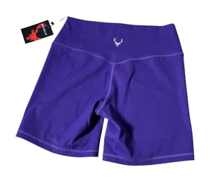 NEW Bucked Up Womens XL Yoga Purple Silver Biker Shorts High Waisted‎ Athletic thumbnail 1