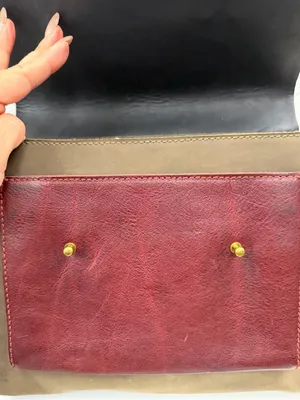 Madewell Leather Colorblock Satchel Crossbody Messenger Bag Burgundy thumbnail 7