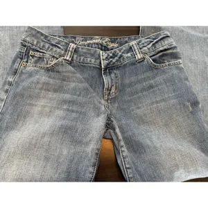 American Eagle Outfitters Boyfriend Jeans Blue Denim Stretch Distressed Women's thumbnail 4