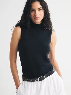 Abercrombie & Fitch Sweater Tank Ribbed Size Small Black thumbnail 1