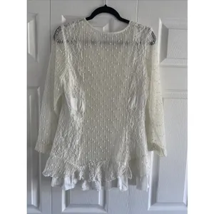 Indigo Soul Boho Lace Mesh Sequin Tunic Womens Size M Ivory White Long‎ Sleeve thumbnail 6