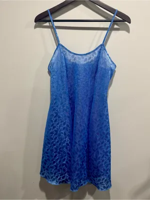 Vintage Y2K Petra Fashions Blue Burnout Floral Mini Dress Made USA thumbnail 3