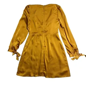 Lost + Wander Golden Yellow Dawn Satin Mini Dress Womens US S thumbnail 10
