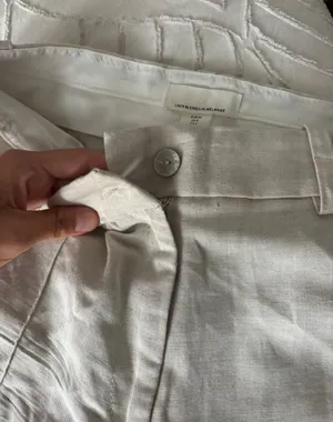 H&M Beige Linen Zip Up Pants thumbnail 6