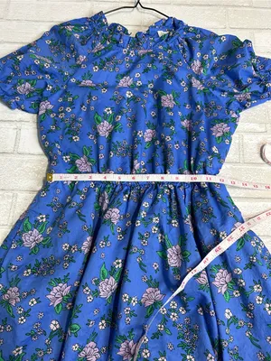 JCrew Factory Blue Floral Tie-Back Floral Dress Size 2 vacation resort wear thumbnail 8