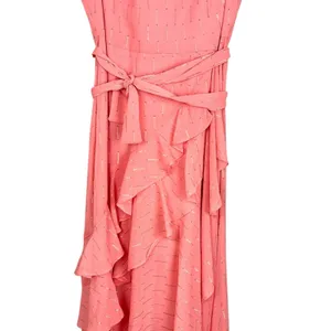 Eliza J Metallic Ruffle Fill Coupe High Low Maxi Gown Pink Rose Size 12 Romantic thumbnail 5