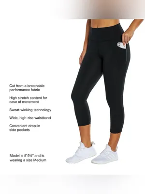 NWOT GapFit Women's Cropped Legging Black Size L thumbnail 7