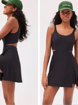 NWT Outdoor Voices Court Dress XS Black Cutout Tennis Skort Preppy Pickleball thumbnail 3
