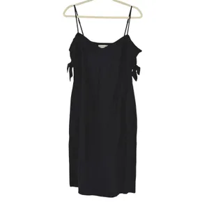 Abercrombie‎ & Fitch Black Linen Blend Off Shoulder Sheath Dress 8T Tall LBD thumbnail 2