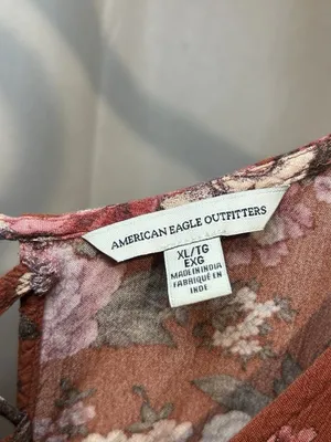 American Eagle Outfitters Baby Doll Tunic Top,Rust Floral Roses XL thumbnail 5