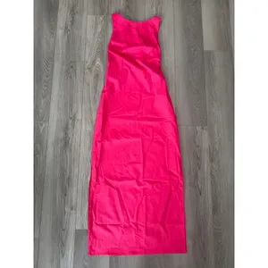 Commense Minimalist Elegance Linen Cotton Crisscross Long Dress Fuchsia Medium thumbnail 2