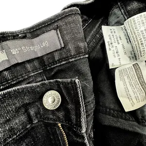 Levi’s 505 Straight Leg Contrast Stitched Black Denim Jeans Women’s Size 16M 33x thumbnail 3