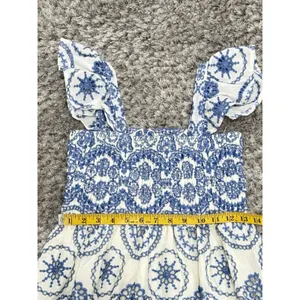 Sunday Up Women’s Eyelet Lace Smocked Midi Dress Blue Summer Coastal Resort S thumbnail 11