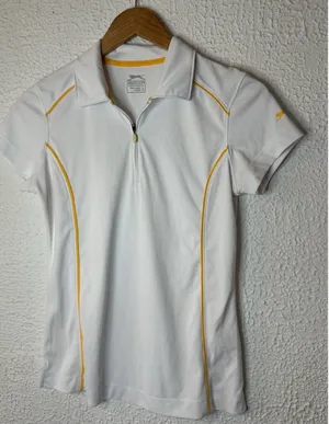 Slazenger White Short-Sleeve Polo with Yellow Piping thumbnail 1