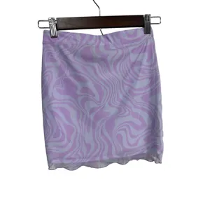 Forever 21 Y2K Lavender Sky Blue Swirl Print Mini Skirt Lace Trim Women's XS New thumbnail 3