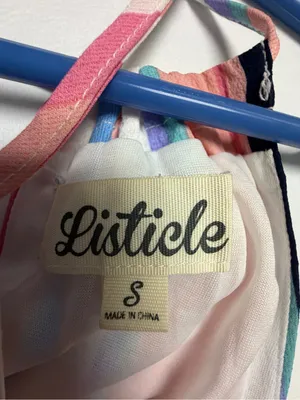Listicle Pink, Blue & Cream Striped Ruffle-Hem Sundress thumbnail 5