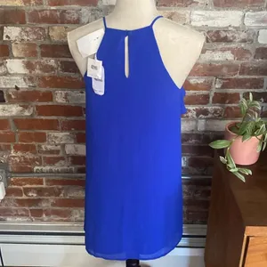 Naked Zebra Royal Blue Ruffle shift Dress Size S NWT thumbnail 5
