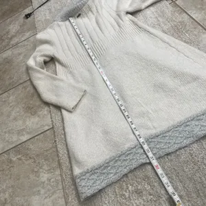 prAna Angelica Women Cream Grey Cable Knit Mock Neck Cardigan Sweater‎ Sz small thumbnail 5
