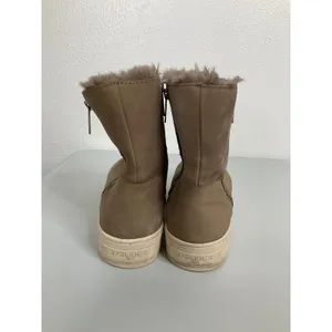 J/Slides NYC Womens Taupe Nubuck Leather Faux Fur Lined Platform Boots‎ Size 10 thumbnail 4