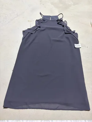 Ravish behind Sleeveless Ruffle Dress charcoal large thumbnail 1