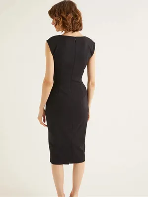 Boden Jessica Ponte Tie Front Midi Dress Black Size 4 thumbnail 3