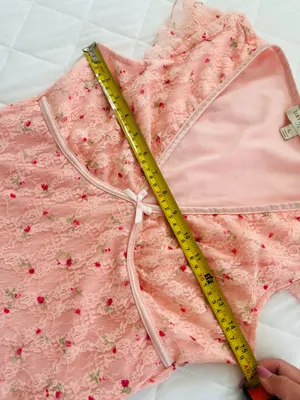 Y2K Coquette Pink Lace Floral Babydoll Top Fairycore Romantic V-Neck Womens Sz L thumbnail 4
