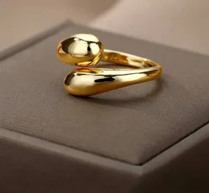 Gold-Tone (S1) Teardrop Open Ring | Stainless Steel thumbnail 1