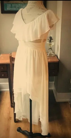 Arden B White Ruffle Cut Out Asymmetric Dress SzXS thumbnail 1