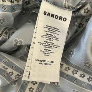 Sandro Blue Paisley Long Sleeve Collared Chloe Silk Mini Dress **Size 40/US 8** thumbnail 10