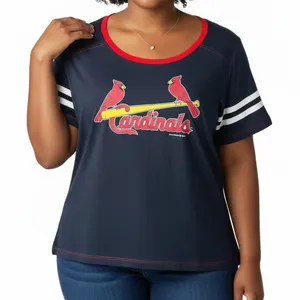 5TH & OCEAN NWT Women’s T-Shirt Striped Sleeves Blue Red XL thumbnail 1