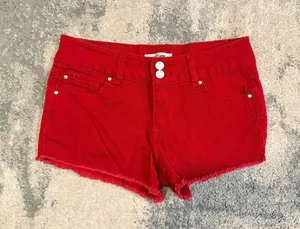 Refuge Red Denim Cutoff Shorts thumbnail 1