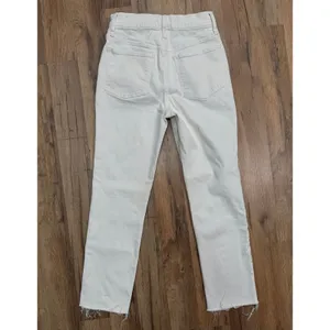 Madewell Skinny Jeans White‎ Raw Hem High Rise Size 25 thumbnail 3