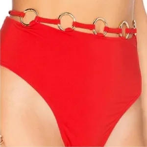 For Love and Lemons Mallorca Hi-Waist Bikini Bottom Red M thumbnail 3