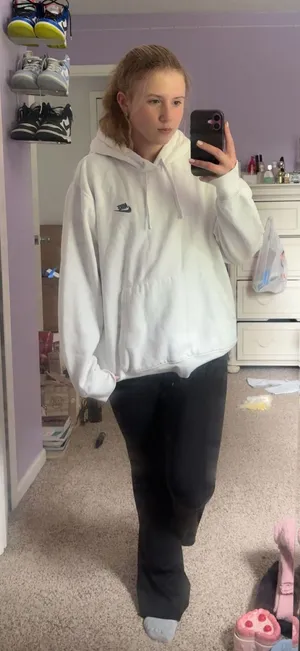 White Nike Hoodie Large thumbnail 1