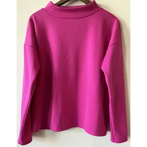 LOFT Outlet Magenta Pink Cozy Mock Neck Fleece Pullover Sweatshirt Large NWOT thumbnail 2