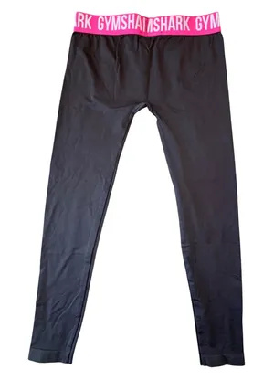 Gymshark Leggings Women M Charcoal Gray Pink Low Rise Yoga Workout Gorpcore‎ thumbnail 1