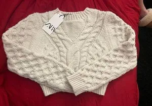 ZARA Creme Cableknit Sweater thumbnail 1