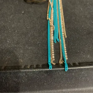 bebe Boho Retro Earring Set Hoop Studs Dangle Blue and Silver with Crystals New thumbnail 4