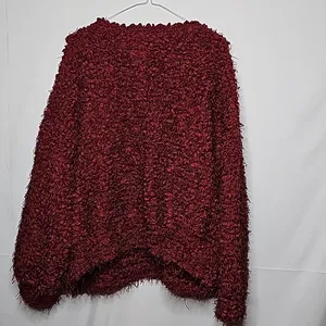 NWOT Zara burgundy red fuzzy popcorn warm sweater sz Small thumbnail 6