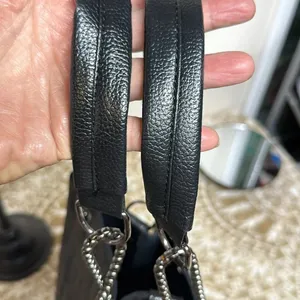 Handbag/Purse Black w/embossed Skulls/ Chain Straps - Great Condition thumbnail 6