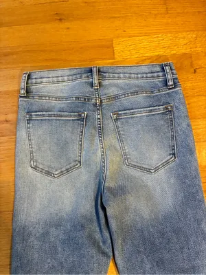 Sneak Peek Distressed Flare Wide Leg Denim Jeans Blue Women's Size 7/W 28 thumbnail 8