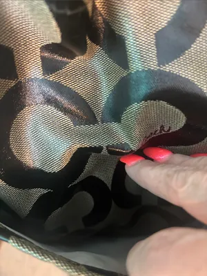 Coach “Op Art” Black and Tan Circle Logo Tote thumbnail 4