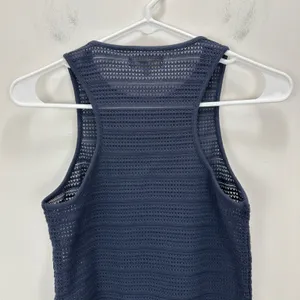 Madewell Crochet Knit Cutaway Tank Cropped Cotton Blend Ink Blue XS NWT thumbnail 8