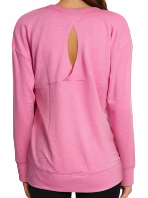 Balance Collection Dana Back Keyhole Pullover Sweatshirt, Pink, Size M thumbnail 2