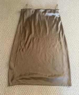 Heartloom Olive-Tone Satin Midi Slip Skirt thumbnail 1