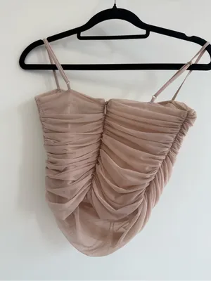 Aritzia Babaton Ruched Mesh Cami Top in Blush Pink thumbnail 4