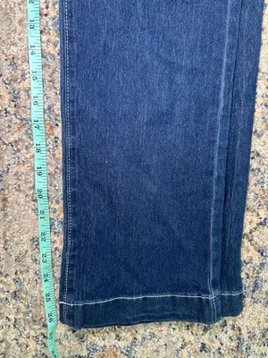High Waist Front Pocket Crop Wide Leg Jeans Dark Wash Size SX thumbnail 6
