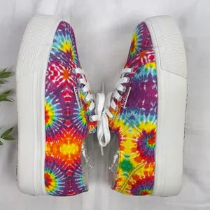Superga Canvas Platform Sneakers Rainbow Tie Dye Womens Size 8.5 - 9 Like New thumbnail 2