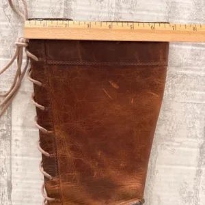 VTG Frye Villager Distressed Brown Leather Lace Up Heeled Boots Victorian Goth 9 thumbnail 8
