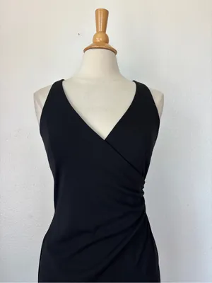 EXPRESS Vintage Late 90s Y2K Classic Black Wrap-Style Sleeveless Old Money Office Siren thumbnail 2
